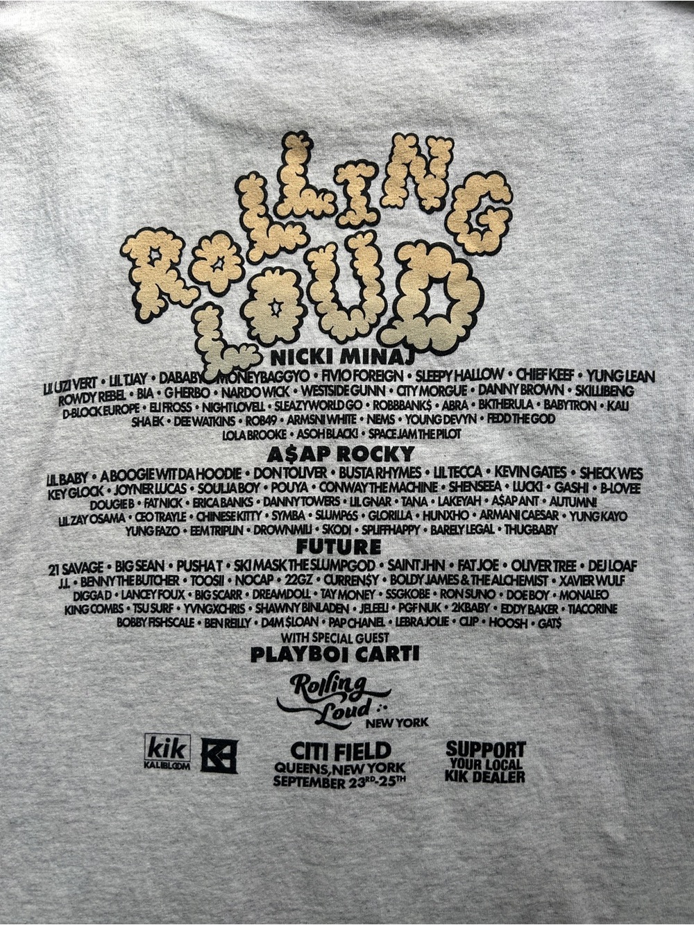 Men's T Shirt Rolling Loud Collection NY Kalibloom Graphic Tee Light Gray Silver